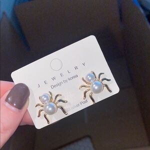 Gold and Silver Spider Earrings